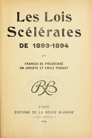 Front cover of Les lois scélérates de 1893-1894 by Francis de Hault de Pressensé