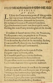 Front cover of Stances au roy, sur la mort de Conchine marquis d'Ancre by Pierre de Bergeron