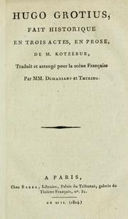 Cover of Hugo Grotius by August Friedrich Ferdinand von Kotzebue