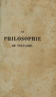 Front cover of La philosophie de Voltaire by Voltaire