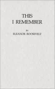 Cover of This I remember by Eleanor Roosevelt