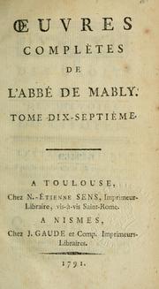 Cover of Oeuvres complètes by Gabriel Bonnot de Mably