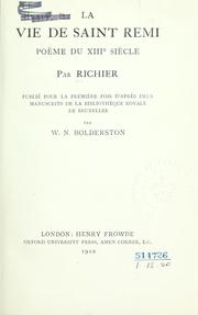 Cover of La vie de saint Remi by Richier