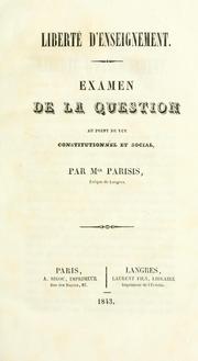 Front cover of Liberté d'enseignement by Pierre-Louis Parisis