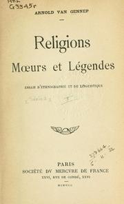 Cover of Religions, moeurs et légends by Arnold van Gennep