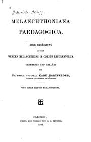Front cover of Melanchthoniana paedagogica by Philipp Melanchthon