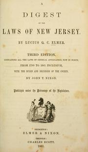 Front cover of A digest of the laws of New Jersey by Lucius Quintius Cincinnatus Elmer