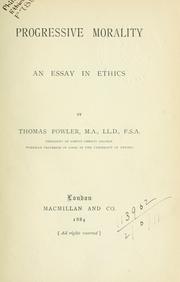 Cover of Progressive morality by Thomas Fowler
