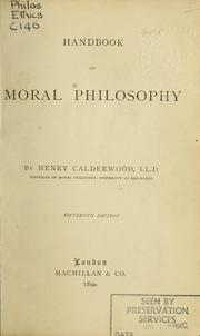 Cover of Handbook of moral philosophy by Henry Calderwood