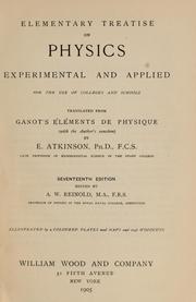 Cover of Elementary treatise on physics, experimental and applied by Adolphe Ganot