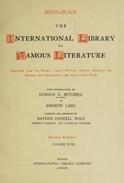 Front cover of The International library of famous literature by Andrew Lang