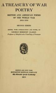 Front cover of A treasury of war poetry by Clarke, George Herbert