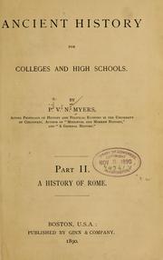 Cover of Ancient history for colleges and high schools by P. V. N. Myers