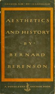 Cover of Aesthetics and history by Bernard Berenson