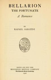 Cover of Bellarion the fortunate by Rafael Sabatini