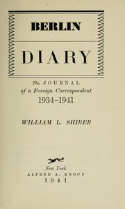 Cover of Berlin diary by William L. Shirer