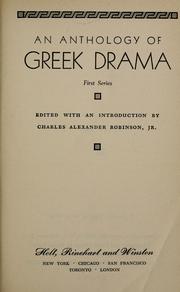Front cover of An anthology of Greek drama by Charles Alexander Robinson