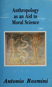 Front cover of Anthropology as an aid to moral science by Antonio Rosmini