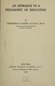 Front cover of An approach to a philosophy of education by Eaton, Theodore H.