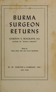Front cover of Burma surgeon returns by Gordon Stifler Seagrave