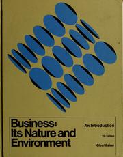 Cover of Business, its nature and environment by Raymond Eugene Glos