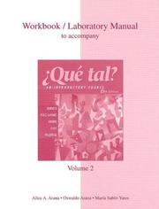 Front cover of Workbook/Laboratory Manual Vol. 2 to accompany ¿Que tal? by Alice A. Arana