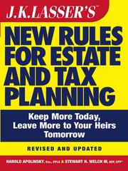 Cover of J.K. Lasser's new rules for estate and tax planning by Harold I. Apolinsky