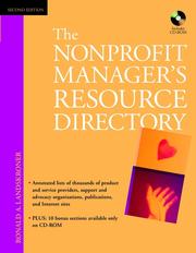 Front cover of The nonprofit manager's resource directory by Ronald A Landskroner