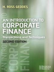 Front cover of An introduction to corporate finance by Ross Geddes