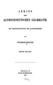 Front cover of Abriss der althochdeutschen Grammatik by Wilhelm Braune