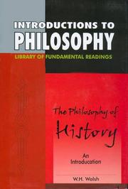 Cover of Philosophy of history by W. H. Walsh