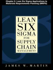 Front cover of Lean Six Sigma Applications to Materials Requirements Planning by James Martin
