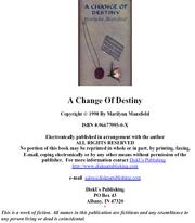 Front cover of A Change of Destiny by Marilynn Mansfield