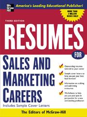 Front cover of Resumes for Sales and Marketing Careers by McGraw-Hill