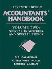 Front cover of Accountants' Handbook, Special Industries and Special Topics, Volume 2 by D. R Carmichael