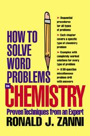 Front cover of How to Solve Word Problems in Chemistry by Ronald J Zanni