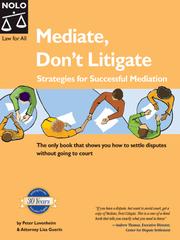 Cover of Mediate, Don’t Litigate by Peter Lovenheim