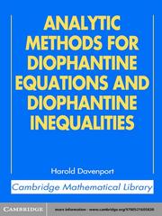 Cover of Analytic Methods for Diophantine Equations and Diophantine Inequalities by H Davenport