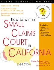 Front cover of How to Win in Small Claims Court in California by Royce Orleans Hurst