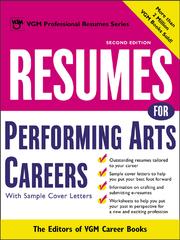 Cover of Resumes for Performing Arts Careers by Editors of VGM Career Books