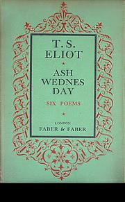 Cover of Ash-Wednesday by T. S. Eliot