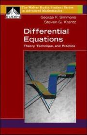 Cover of Differential equations by Simmons, George Finlay