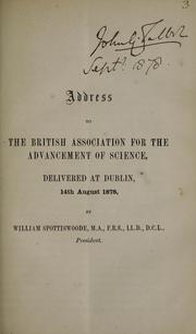Front cover of Address to the British Association for the Advancement of Science delivered at Dublin, 14th August 1878 by William Spottiswoode