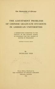 Front cover of The adjustment problems of Chinese graduate students in American Universities .. by Tsung-kao Yieh