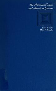 Front cover of The American college and American culture by Oscar Handlin