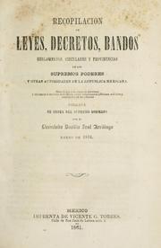 Front cover of Recopilacion de leyes, decretos, bandos, reglamentos, circulares y providencias de los supremos poderes y otras autoridades de la Republica mexicana by Mexico.