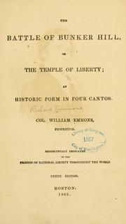Cover of The battle of Bunker Hill, or The temple of liberty by Richard Emmons