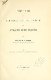 Front cover of Beiträge zur Litteraturgeschichte des Mittelalters und der Renaissance by Wilhelm Cloetta