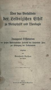 Cover of Über das Verhältnis der Leibnizschen Ethik zu Metaphysik und Theologie by Bernhard Nathan