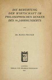 Front cover of Die Bewertung der Wirtschaft im philosophischen Denken des 19. Jahrhunderts by Hans Freyer